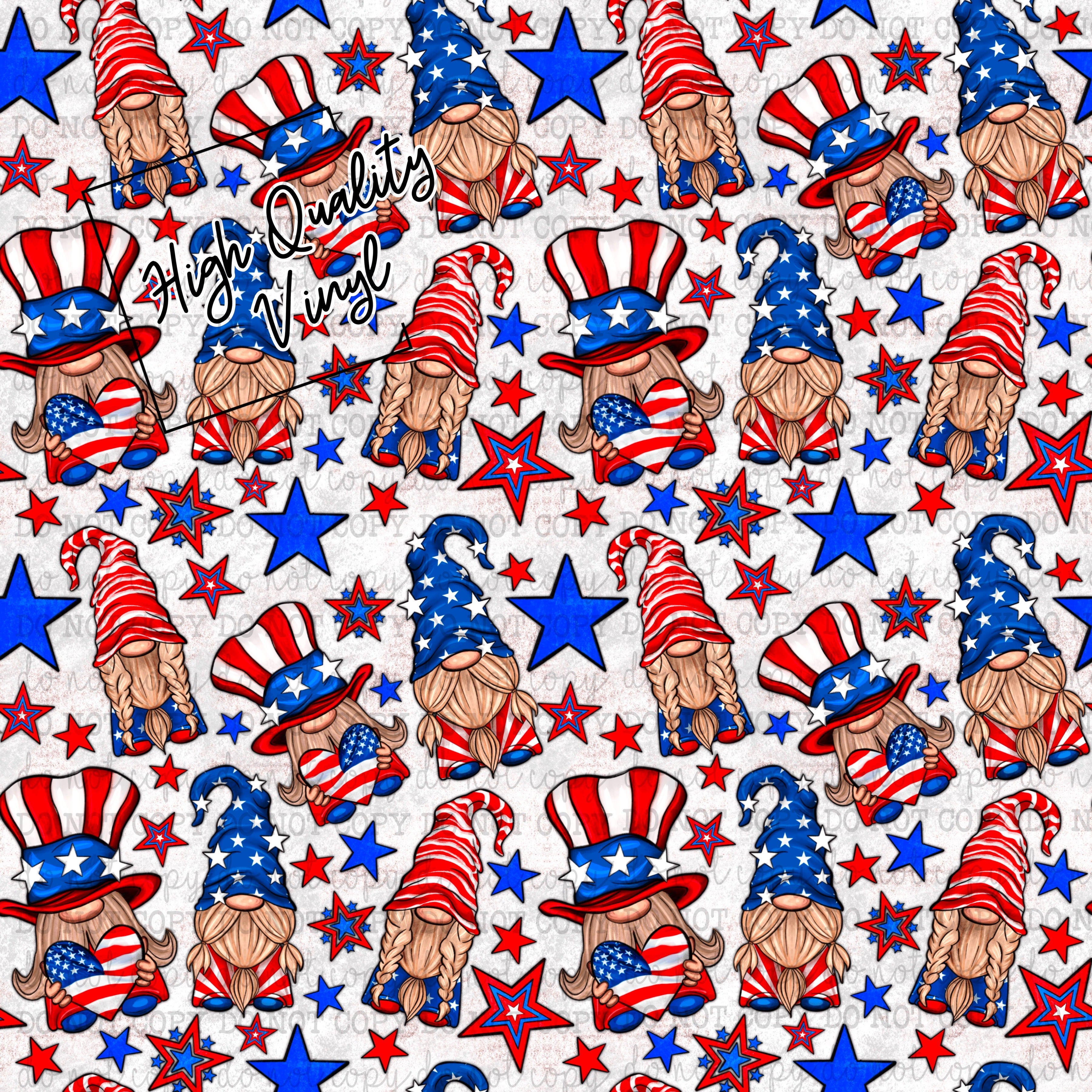 4th of July 1 Patriotic Gnome - Vinyl Or Waterslide Seamless Wrap