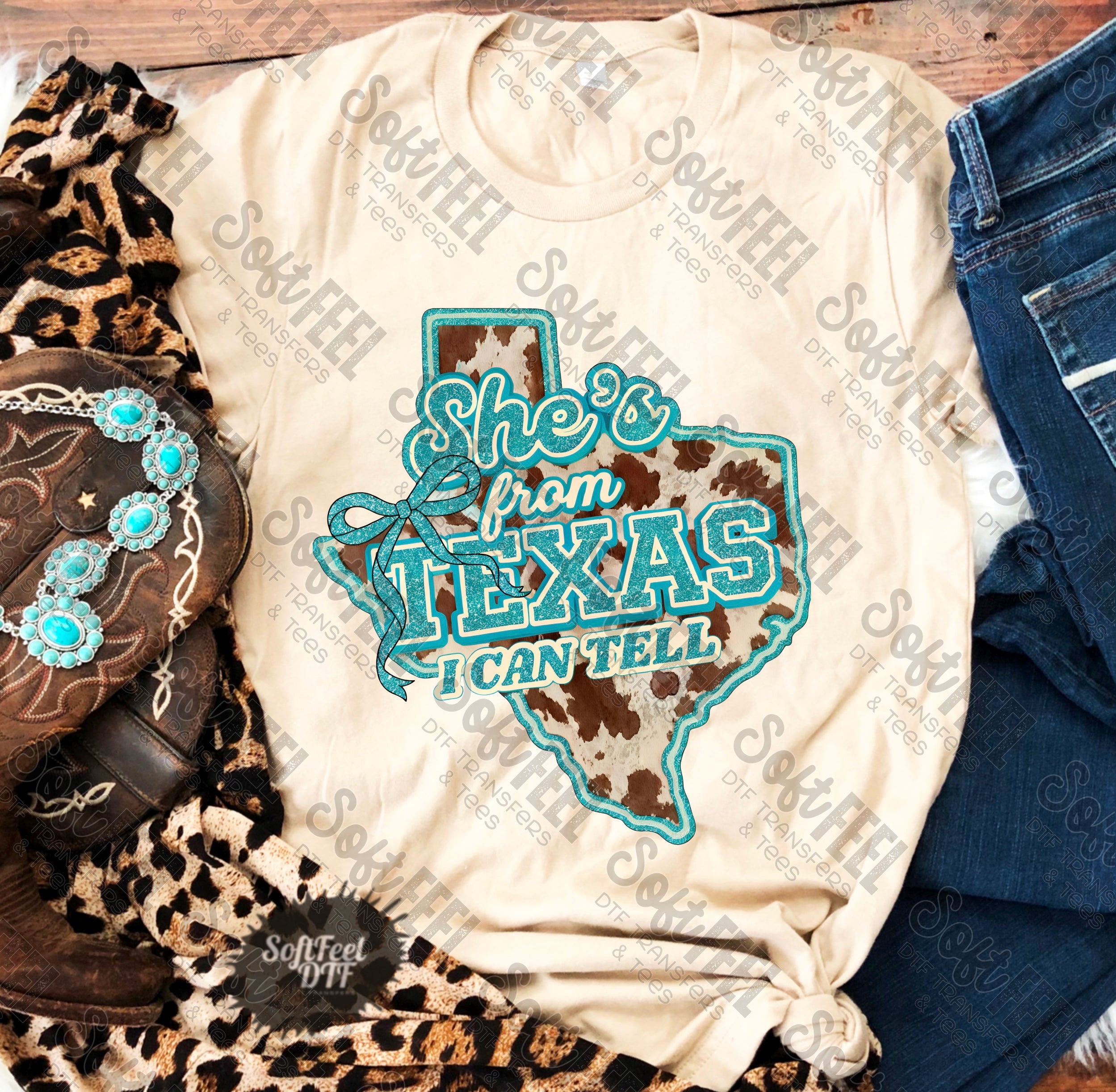 She’s From Texas Country Western - DTF Transfer - Direct To Film Ready To Press Transfer-Iron On Clothing Transfer
