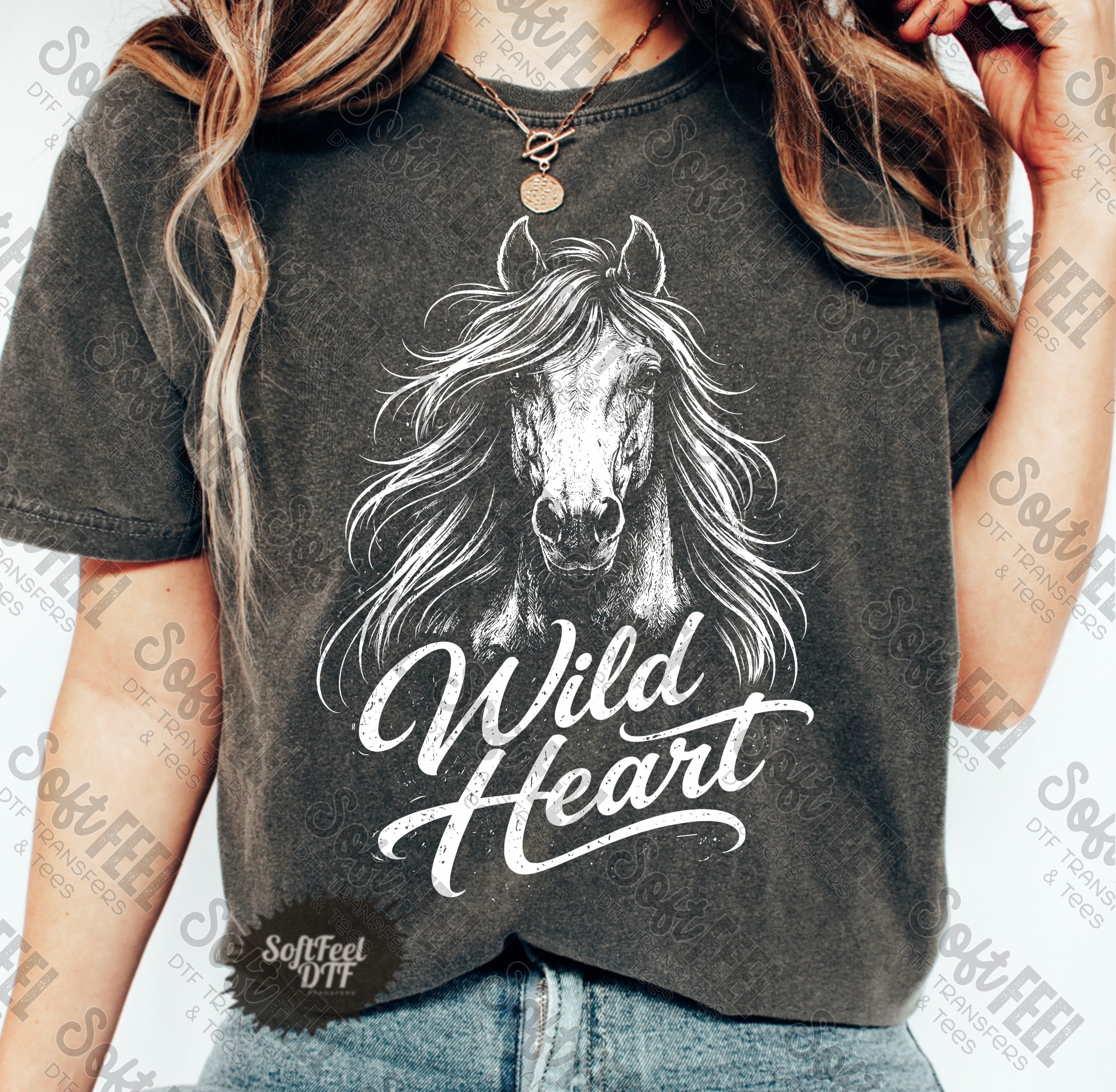 Wild heart horse Country Western - DTF Transfer - Direct To Film Ready To Press Transfer-Iron On Clothing Transfer
