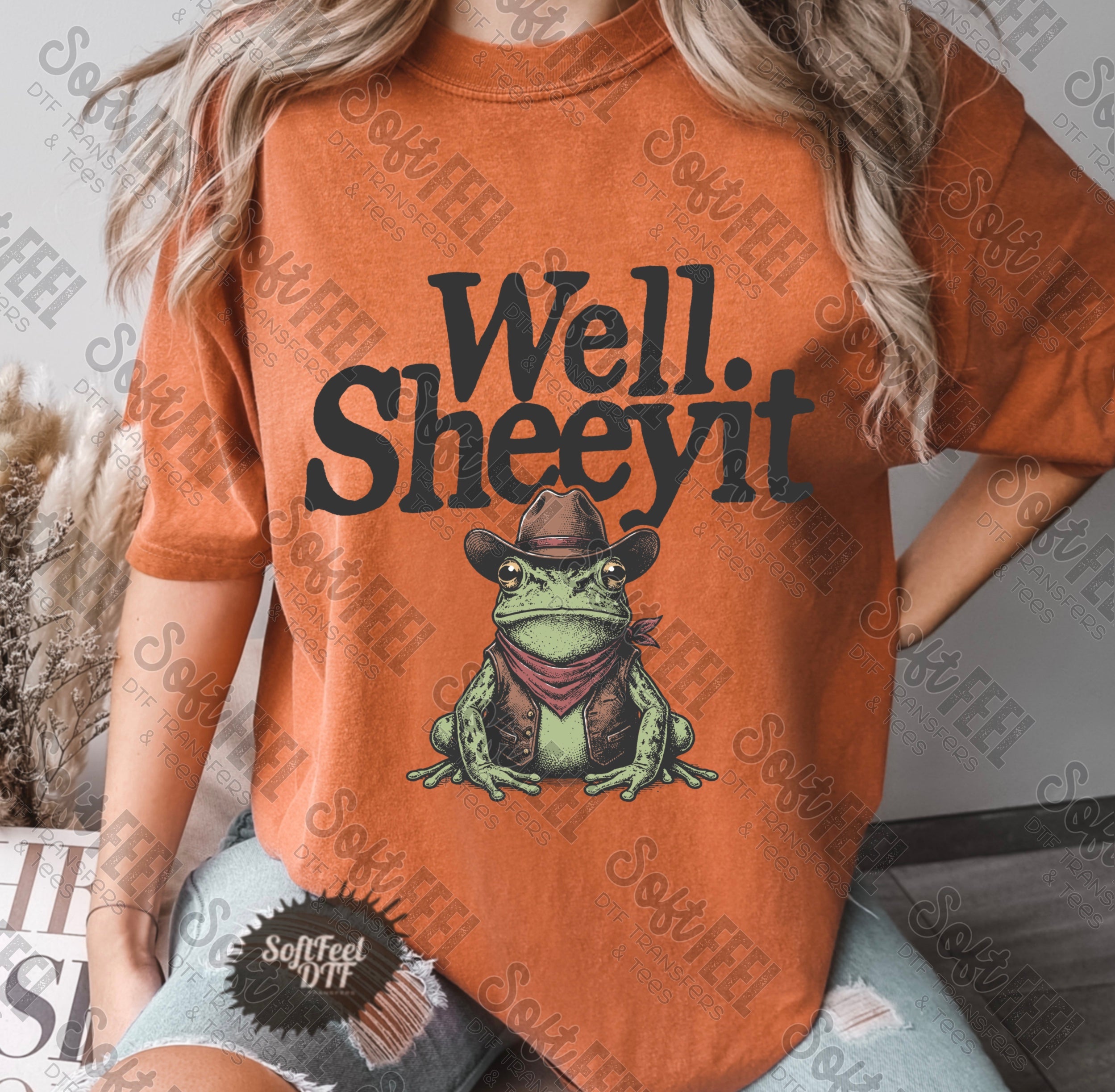 Well Sheeyt Frog Funny Western - DTF Transfer - Direct To Film Ready To Press Transfer-Iron On Clothing Transfer