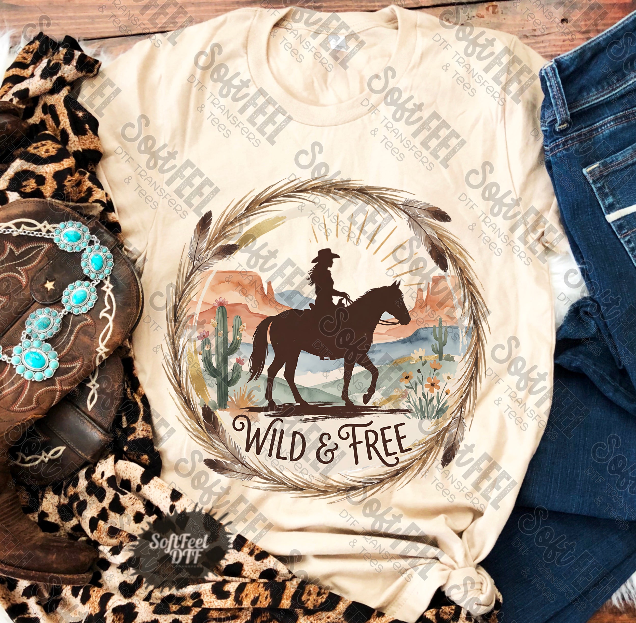 Wild and Free Horse - DTF Transfer - Direct To Film Ready To Press Transfer-Iron On Clothing Transfer