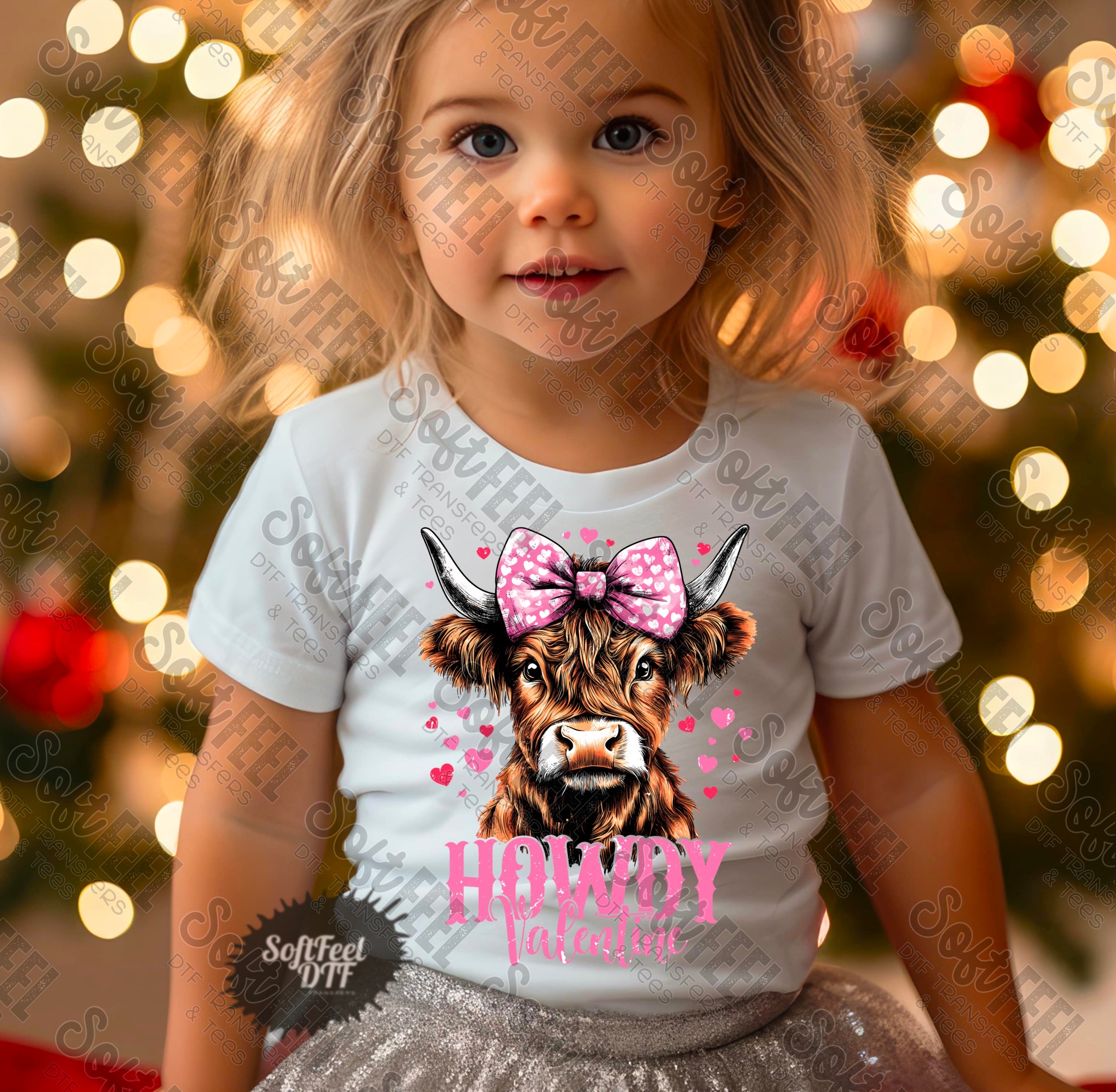 Howdy Valentine Highland Cow - DTF Transfer - Direct To Film Ready To Press Transfer-Iron On Clothing Transfer