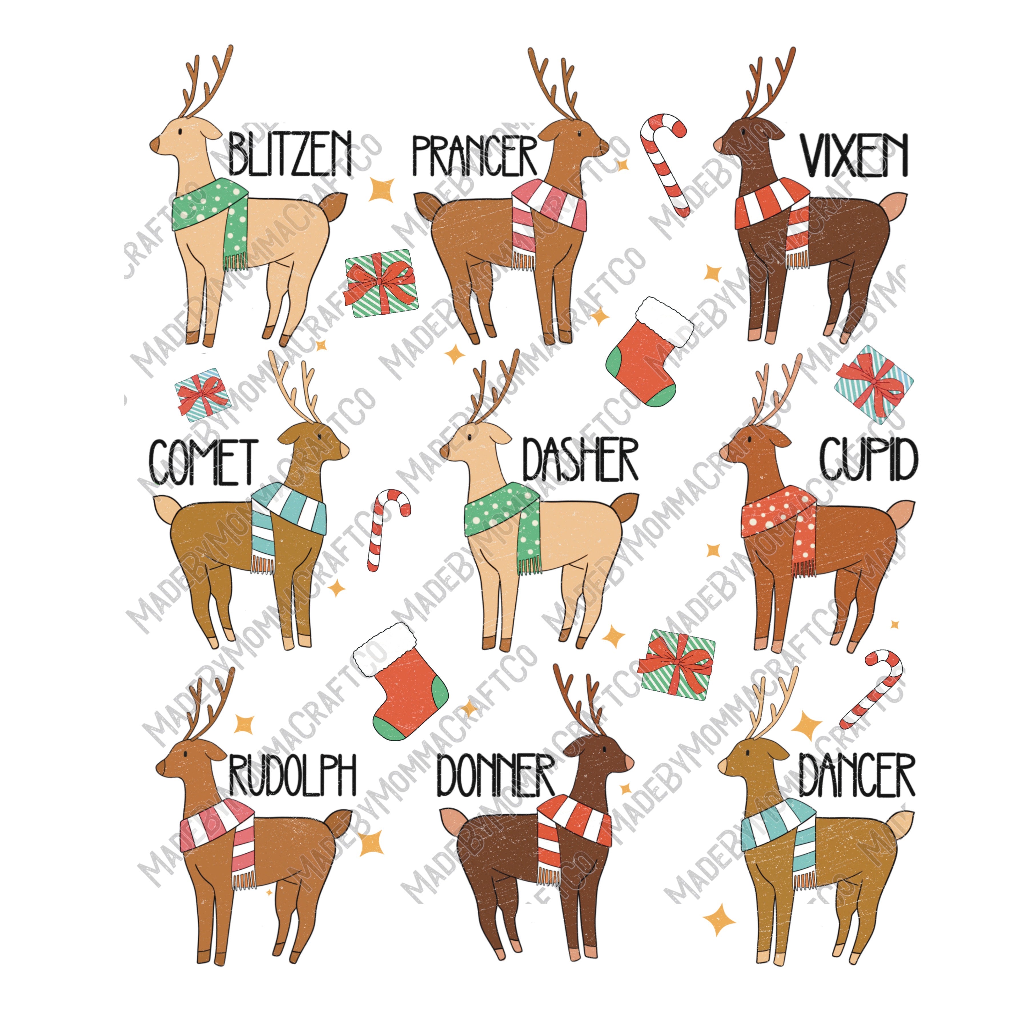 Santas Reindeer - Christmas - Cheat Clear Waterslide™ or White Cast Sticker