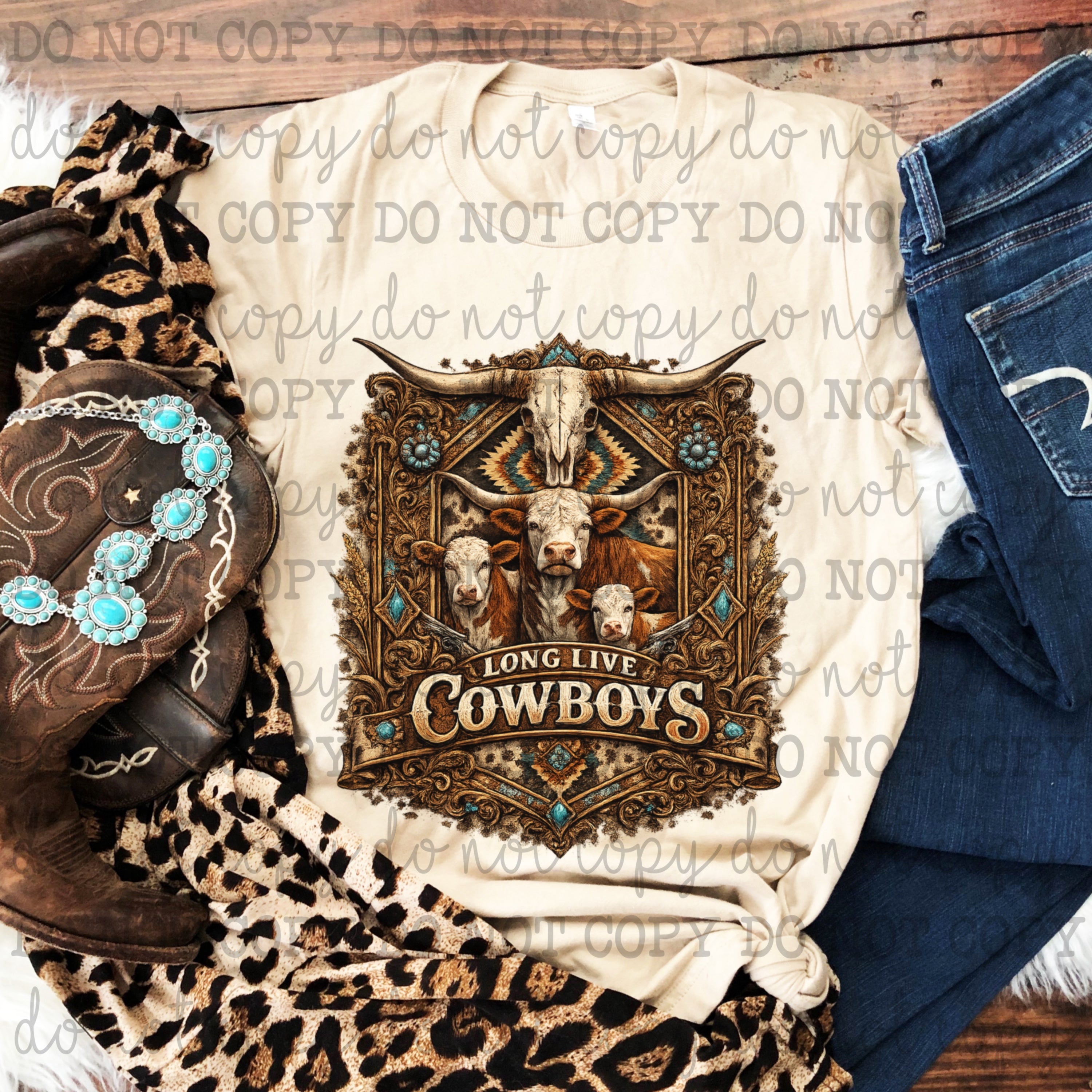 Long Live Cowboys - DTF Transfer - Direct To Film Ready To Press Transfer-Iron On Clothing Transfer