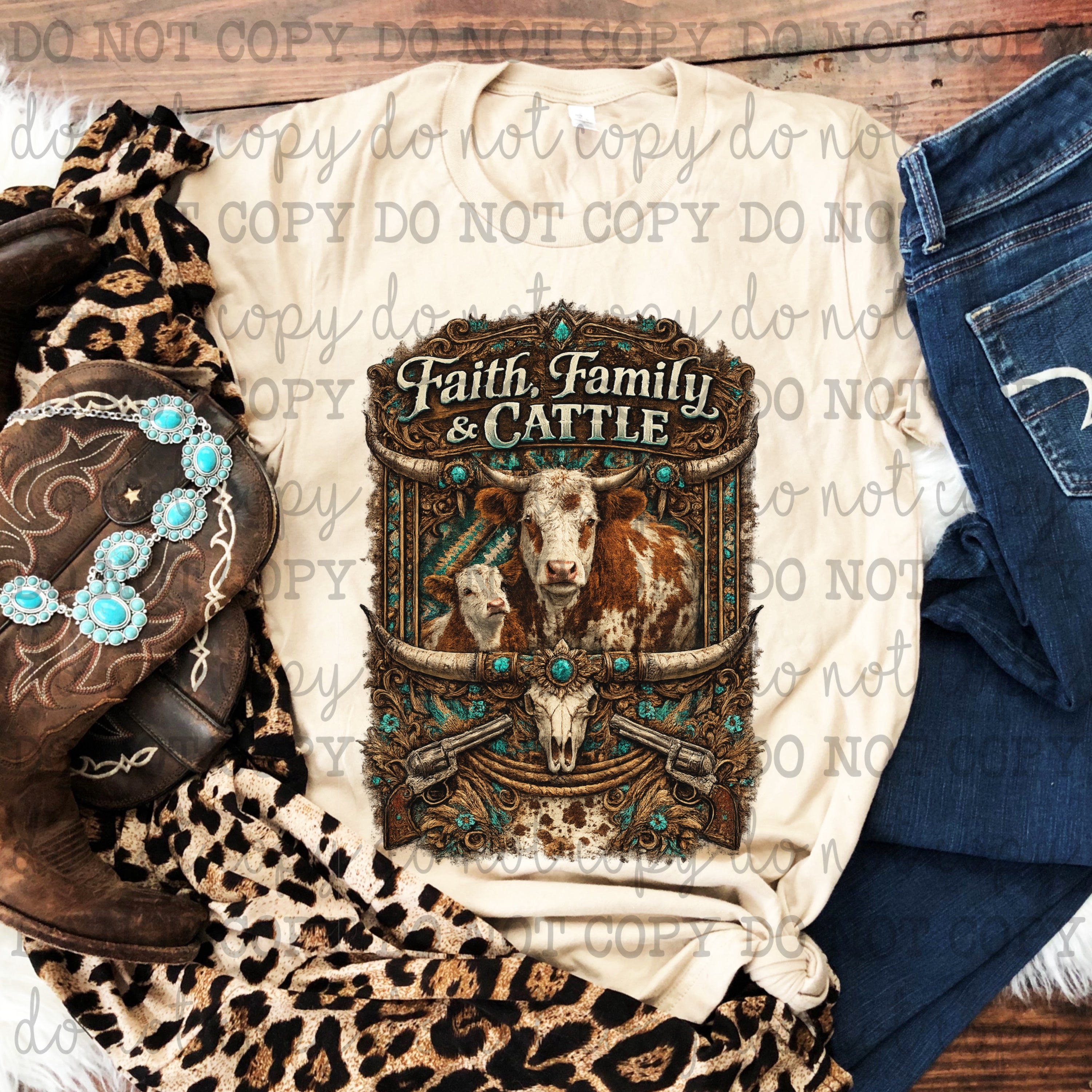Faith Family and Cattle - DTF Transfer - Direct To Film Ready To Press Transfer-Iron On Clothing Transfer