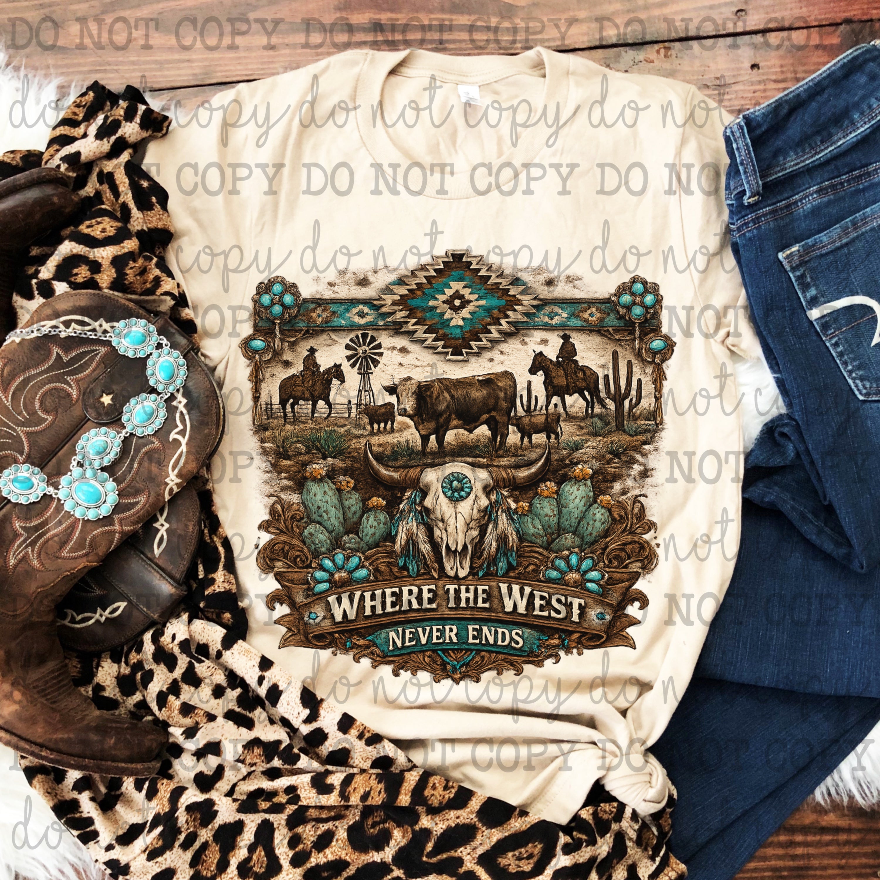 Where the West Never Ends Rancher - DTF Transfer - Direct To Film Ready To Press Transfer-Iron On Clothing Transfer