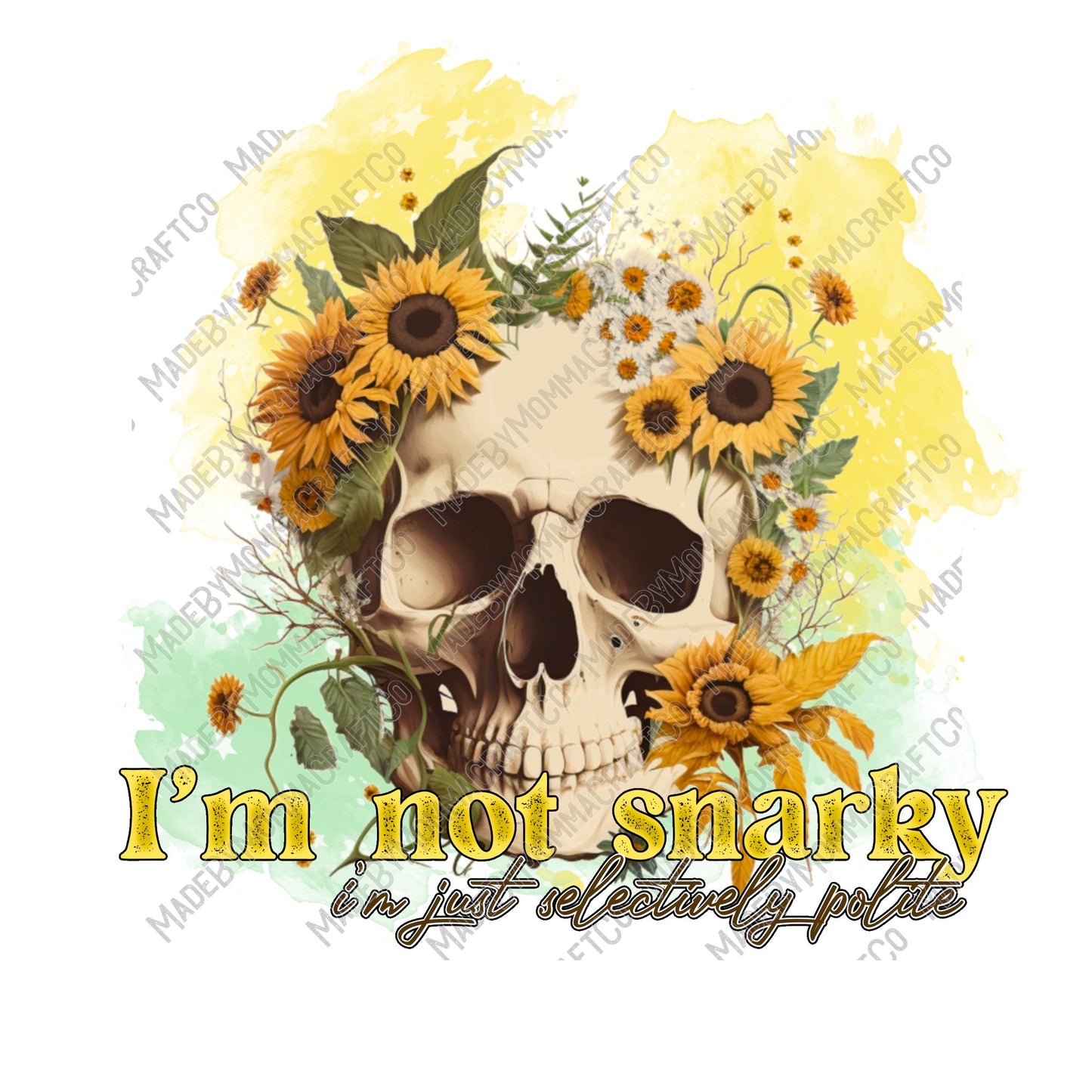 Im Not Snarky Skull Humor - Cheat Clear Waterslide™ or White Cast Sticker