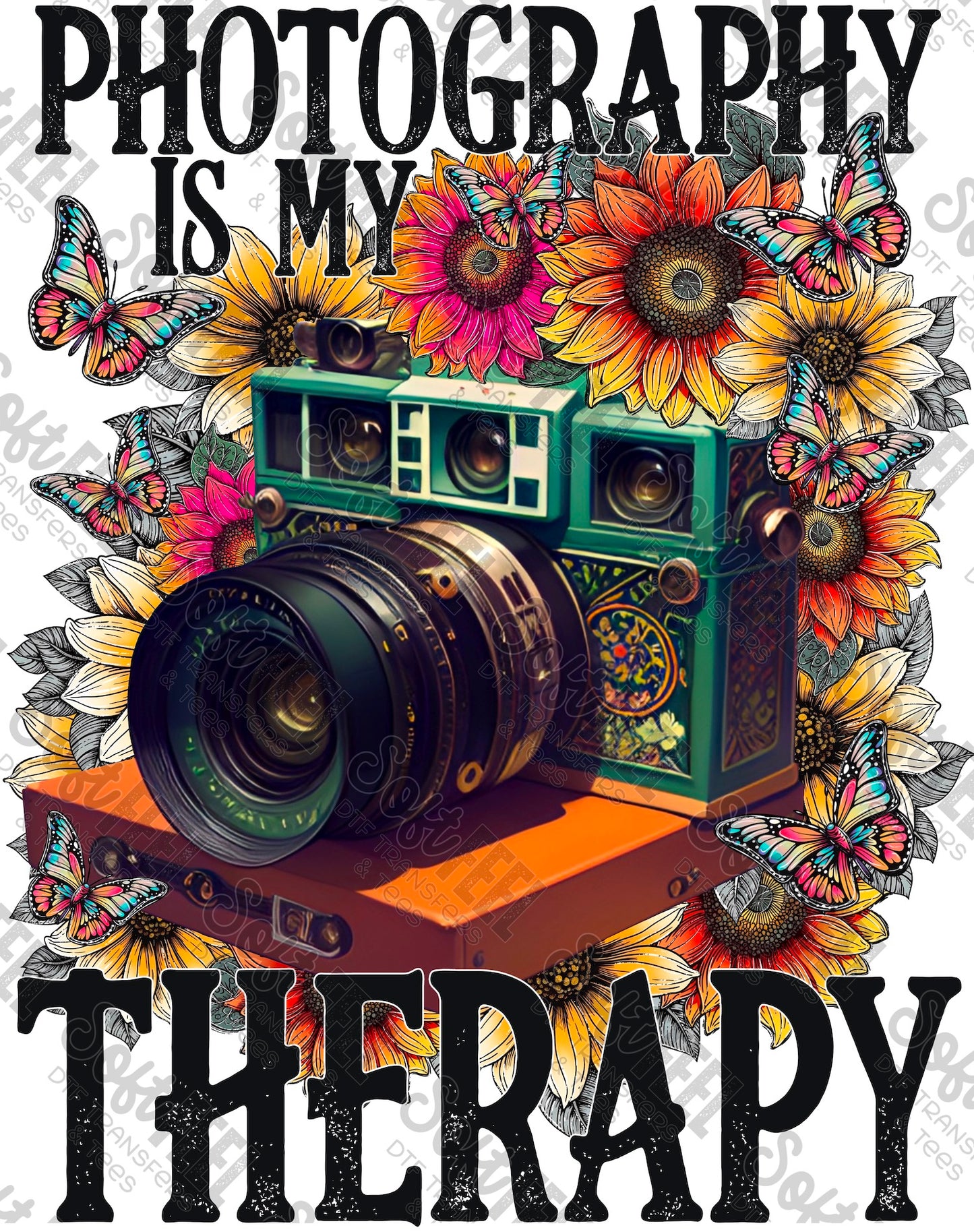 Photography Is My Therapy Camera - Direct To Film Transfer / DTF - Heat Press Clothing Transfer