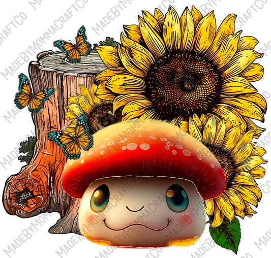 Mushroom with Sunflowers - Cheat Clear Waterslide Decal or Digital Download