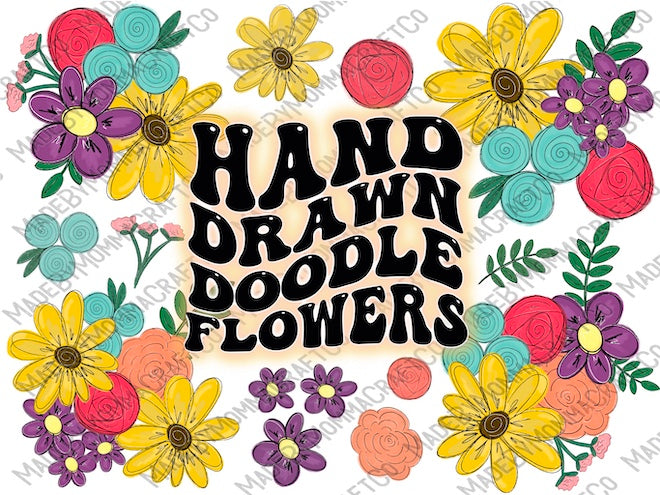 Hand Drawn Doodle Flowers - Cheat Clear Waterslide ™ Tumbler Wrap or Digital Download Bundle