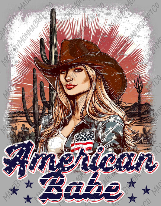 American Babe Western Patriotic - Cheat Clear Waterslide Decal or Digital Download