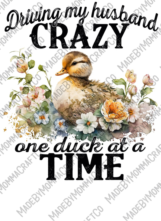 Watercolor Driving my husband crazy one Duck at a time farm humor - Cheat Clear Waterslide Decal or Digital Download