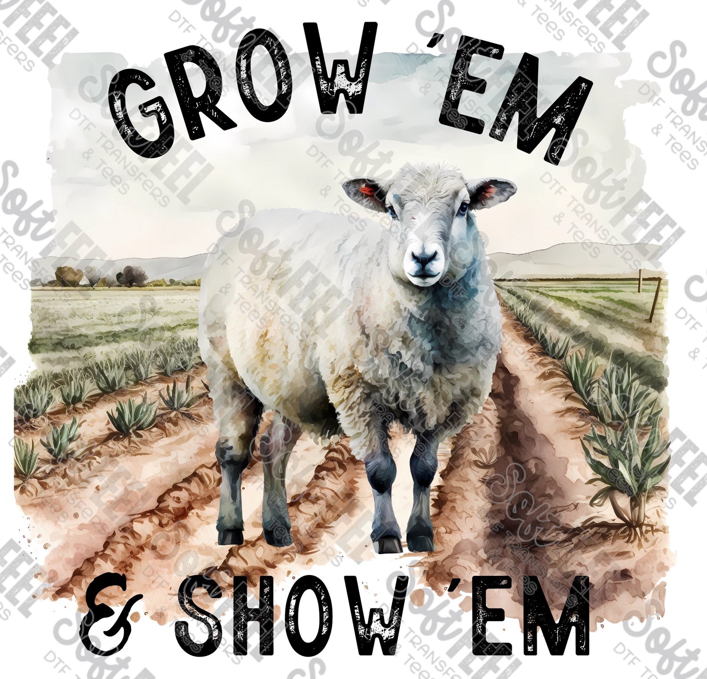 Grow Em' and Show Em Sheep - Youth / 4H FFA / Western - Direct To Film Transfer / DTF - Heat Press Clothing Transfer