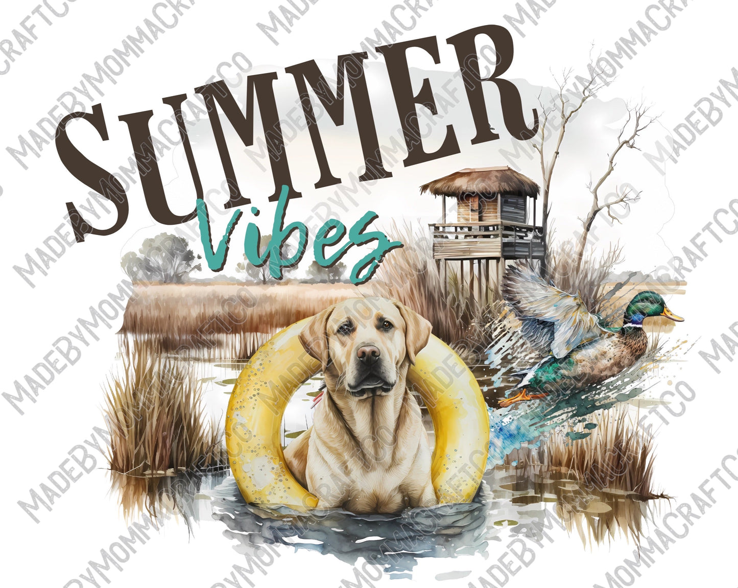 Summer Vibes Yellow Lab - Cheat Clear Waterslide™ or White Cast Sticker