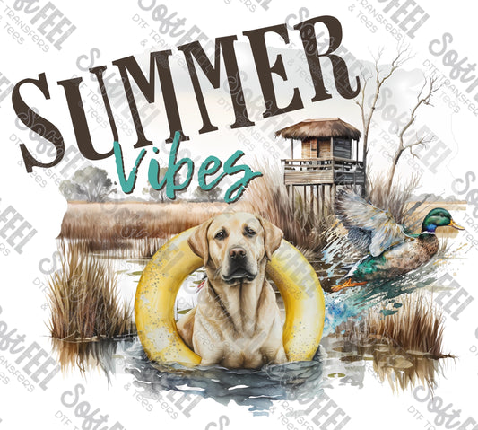 Summer Vibes Labrador Retriever - Hunting / Summer - Direct To Film Transfer / DTF - Heat Press Clothing Transfer