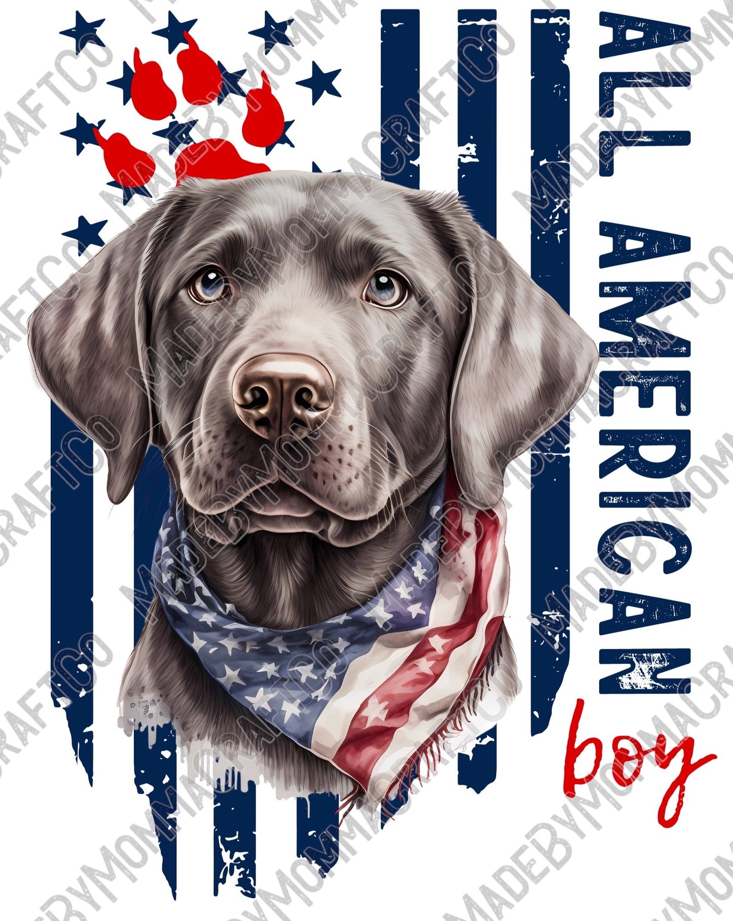 All American Boy Silver Lab - Cheat Clear Waterslide™ or White Cast Sticker