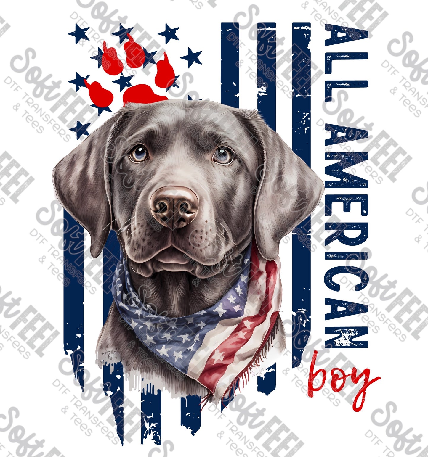 All American Boy Labrador Retriever - Hunting / Summer - Direct To Film Transfer / DTF - Heat Press Clothing Transfer