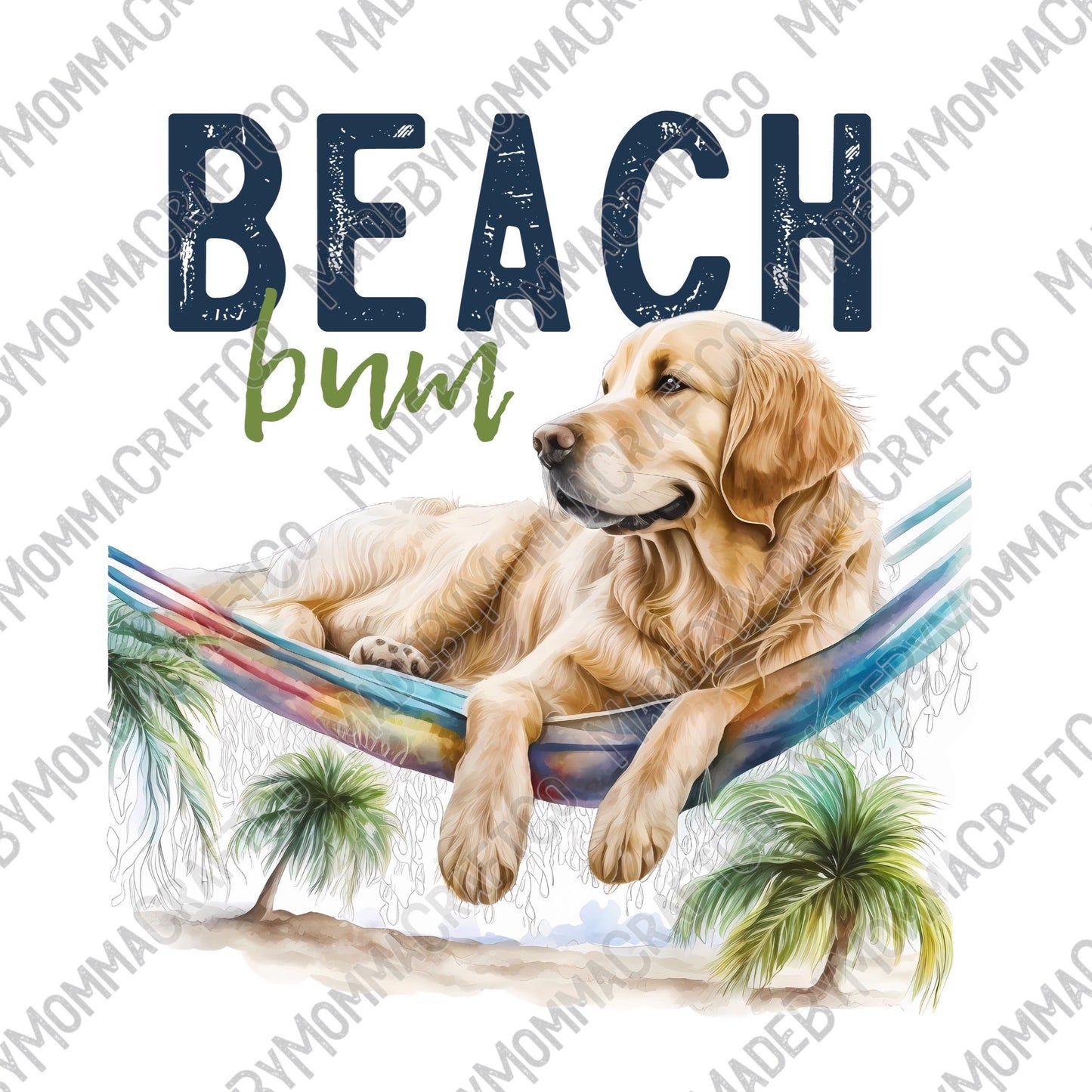 Beach Bum Golden Retriever - Cheat Clear Waterslide™ or White Cast Sticker