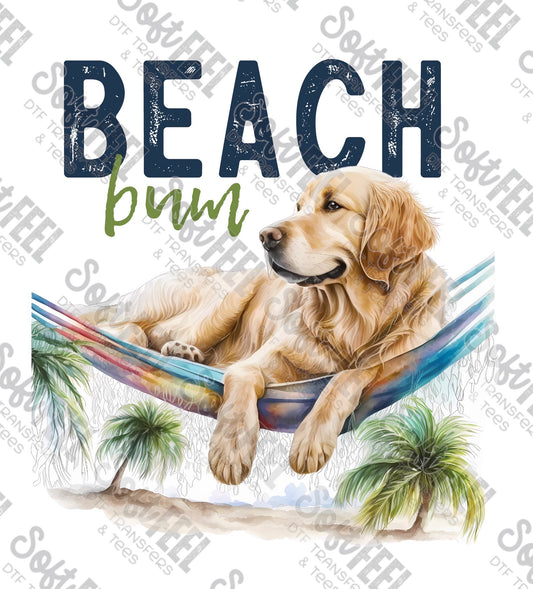 Beach Bum Golden Retriever - Summer - Direct To Film Transfer / DTF - Heat Press Clothing Transfer