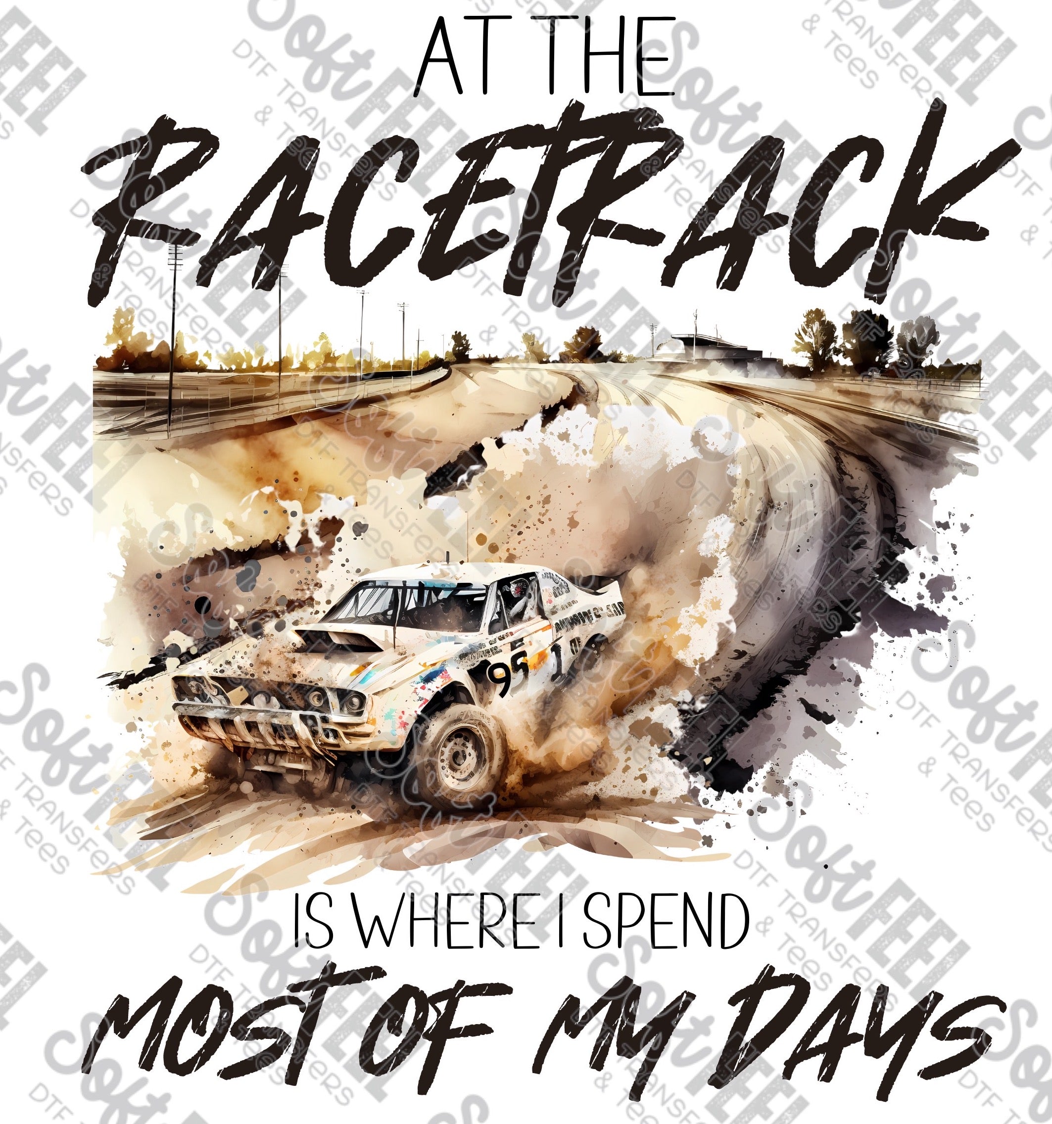 At The Racetrack - Men&#39;s / Youth / Western - Direct To Film Transfer / DTF - Heat Press Clothing Transfer
