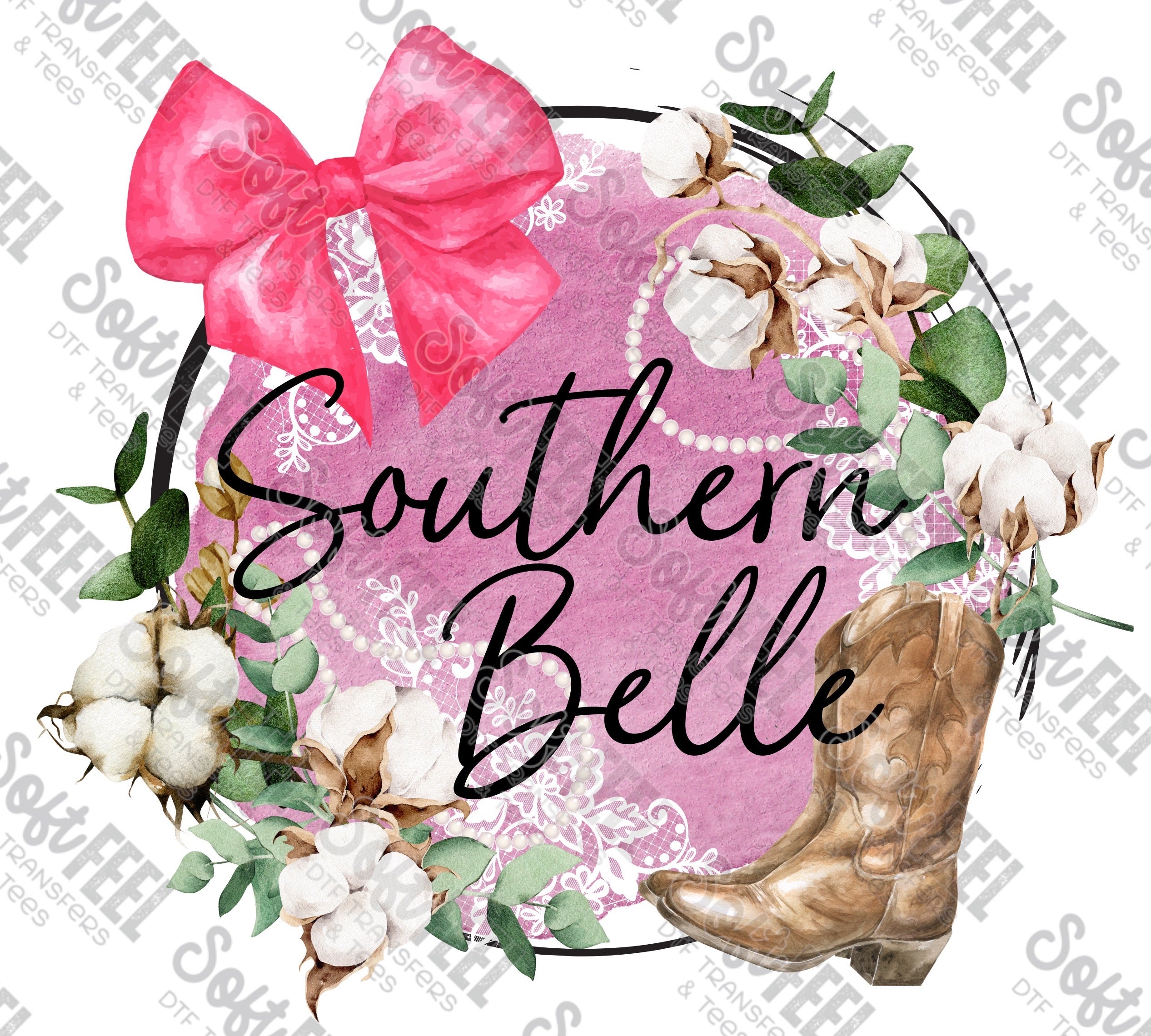 Southern Belle -Women&#39;s / Youth / Western - Direct To Film Transfer / DTF - Heat Press Clothing Transfer