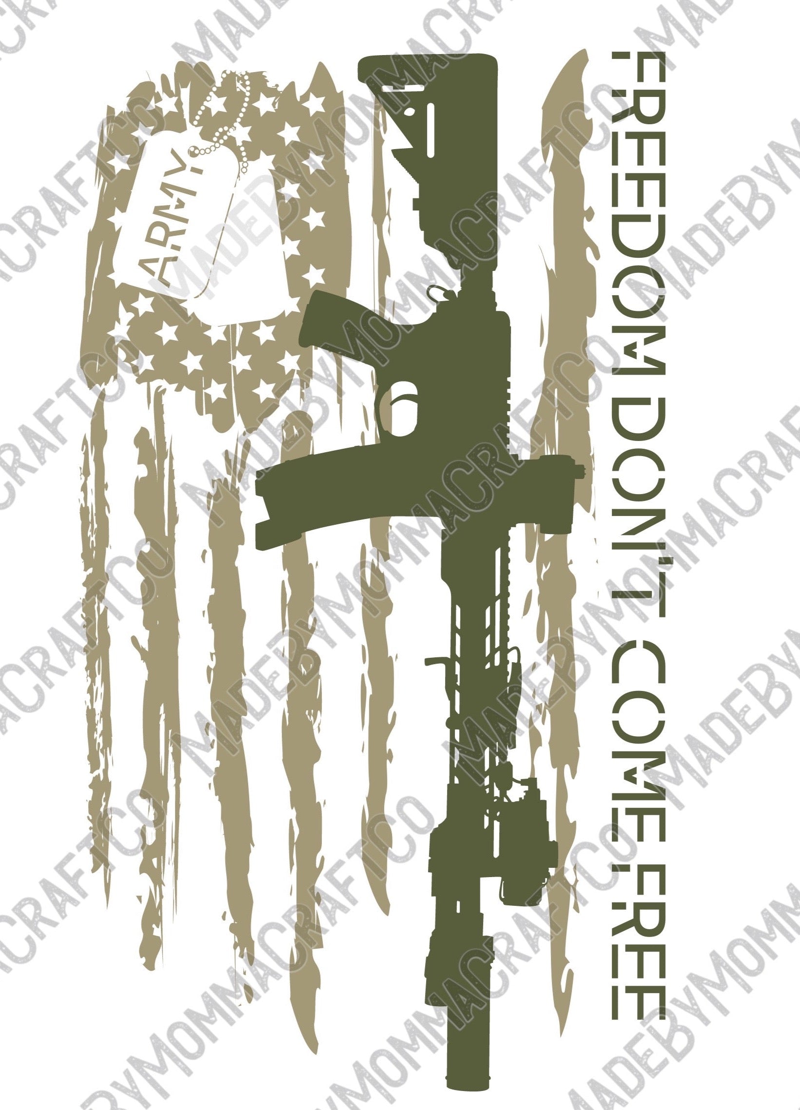 Freedom Don&#39;t Come Free Military - Cheat Clear Waterslide™ or White Cast Sticker