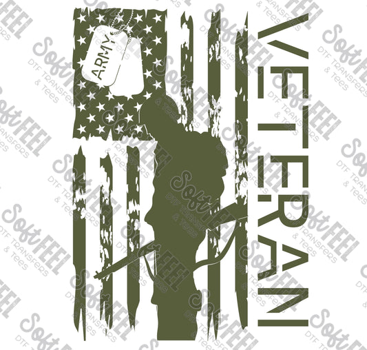 Veteran Army - Patriotic / Military - Direct To Film Transfer / DTF - Heat Press Clothing Transfer