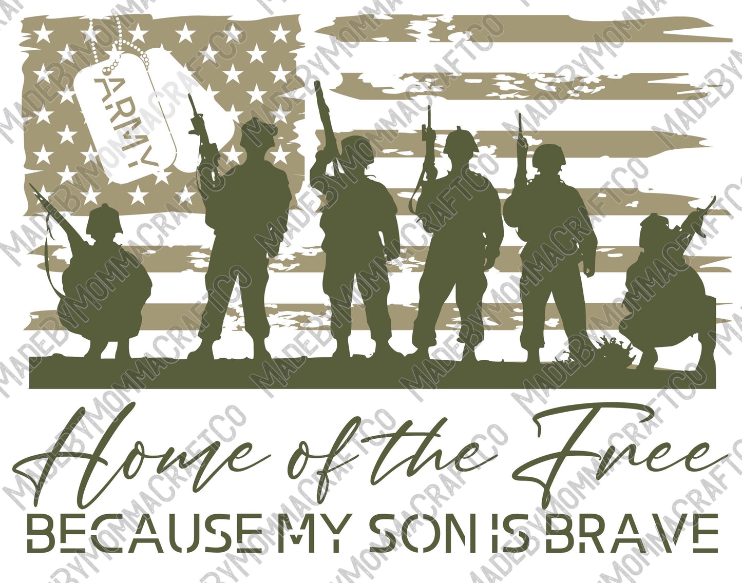 Home of the Free Because My Son is Brave Military - Cheat Clear Waterslide™ or White Cast Sticker