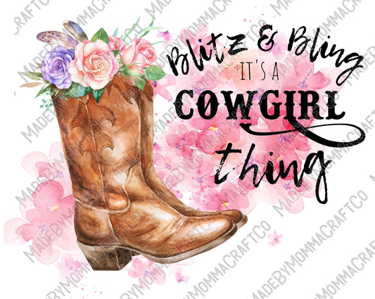 Blitz and Bling its a Cowgirl Thing - Cheat Clear Waterslide™ or White Cast Sticker