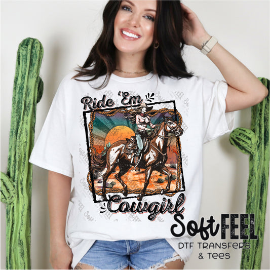 Ride Em' Cowgirl Horse - Women's / Western - Direct To Film Transfer / DTF - Heat Press Clothing Transfer