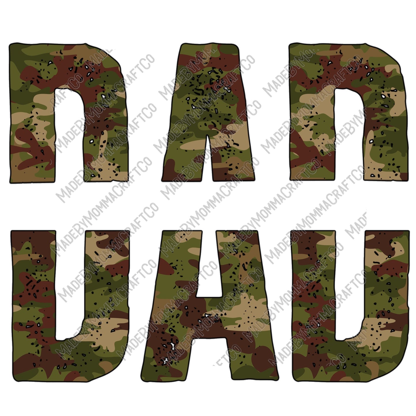 DAD Camo Lettering - Cheat Clear Waterslide™ or White Cast Sticker