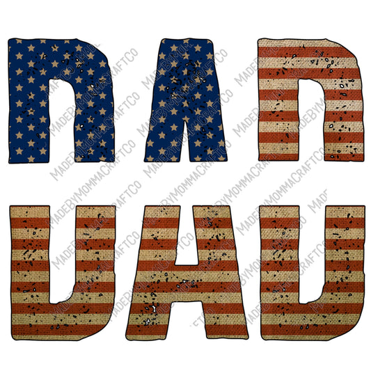 DAD American Flag Lettering - Cheat Clear Waterslide™ or White Cast Sticker