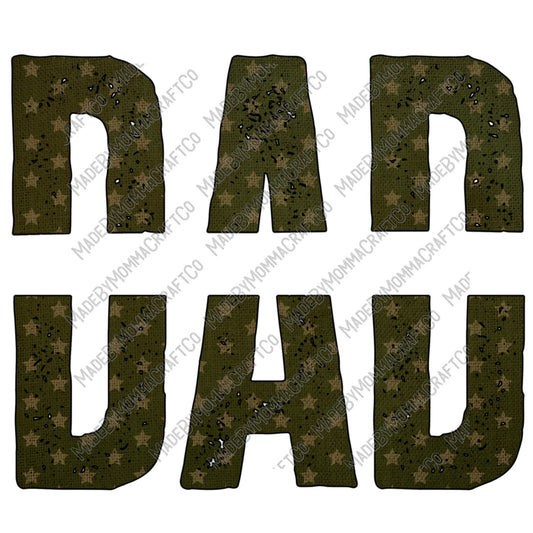 DAD Military Stars Lettering - Cheat Clear Waterslide™ or White Cast Sticker