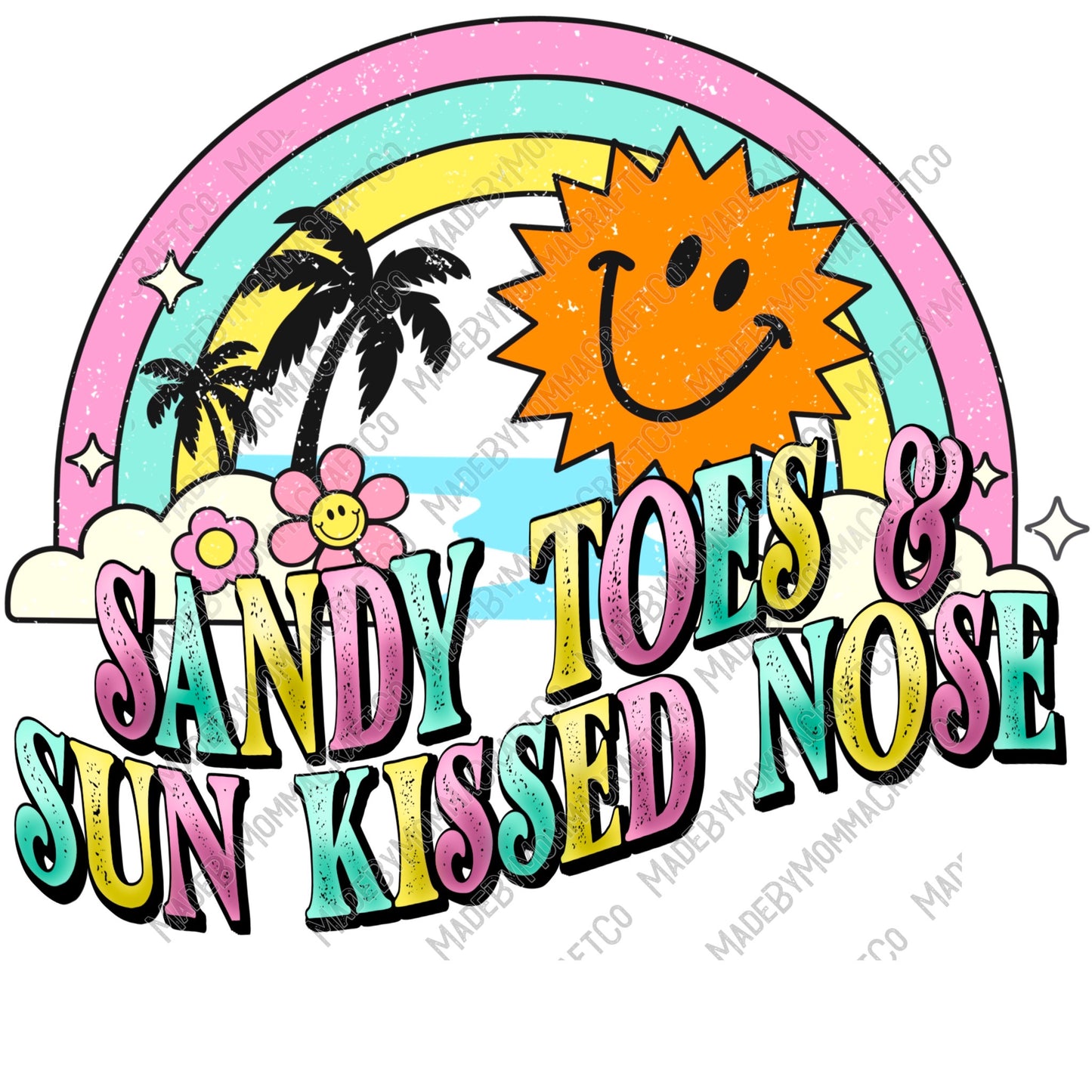 Sandy Toes and Sun Kissed Nose Summertime - Cheat Clear Waterslide™ or White Cast Sticker