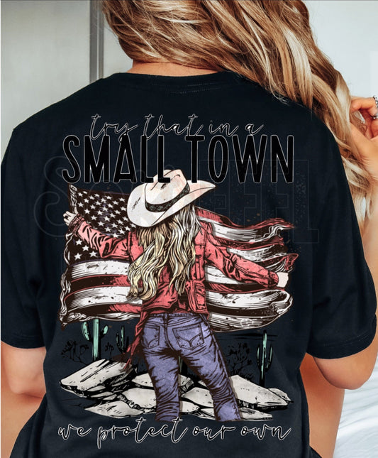 Small Town Patriotic Cowgirl - Country Western Music - Cheat Clear Waterslide Decal or Digital Download