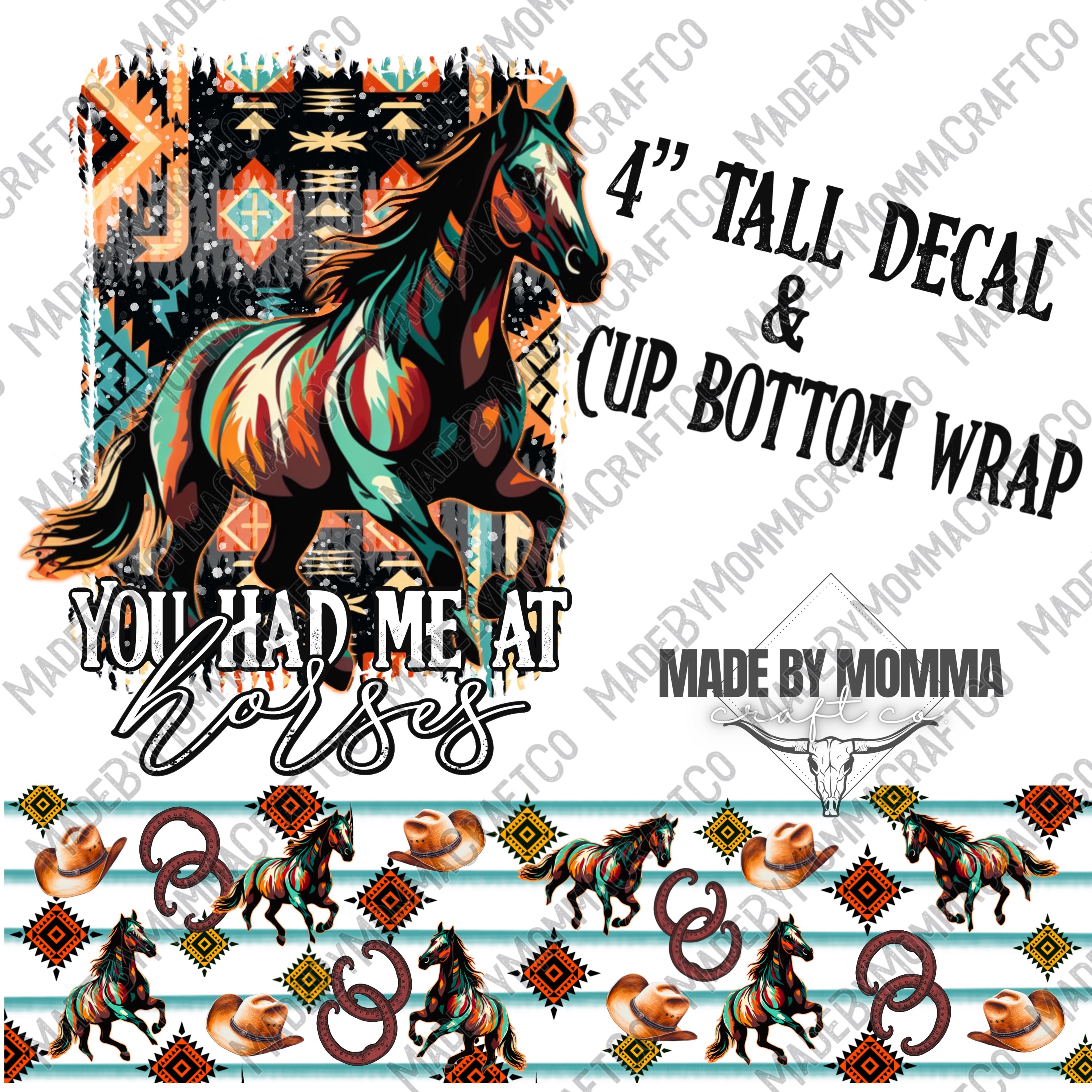 You had me at horses - Cup Border Wrap &amp; Decal Set || Cheat Clear Waterslide™ or Cheat Clear Sticker