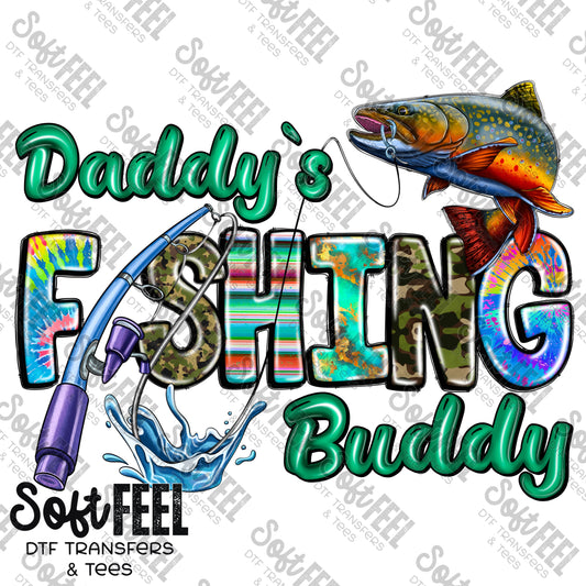 Daddy's Fishing Buddy - youth / Fishing - Direct To Film Transfer / DTF - Heat Press Clothing Transfer