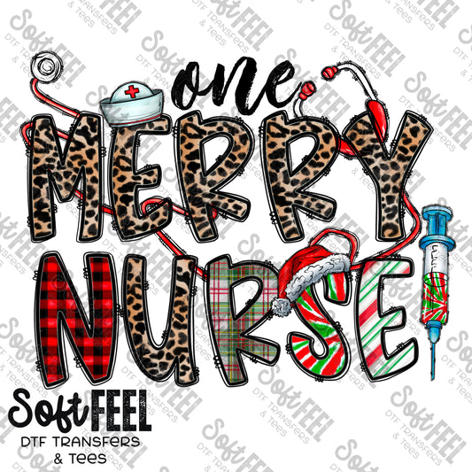 One Merry Nurse - Christmas / Occupations - Direct To Film Transfer / DTF - Heat Press Clothing Transfer