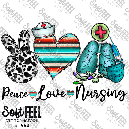 Peace Love Nursing - Occupations - Direct To Film Transfer / DTF - Heat Press Clothing Transfer