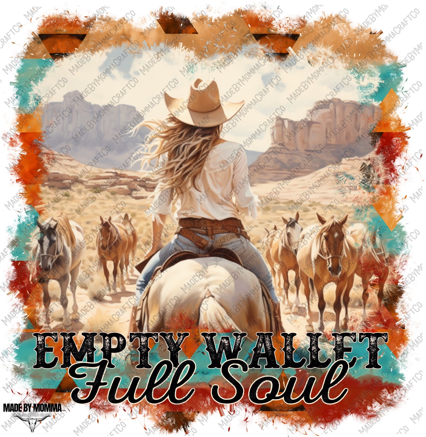 Empty Wallet Full Soul Western Cowgirl Series - Cheat Clear Waterslide™ or White Cast Sticker