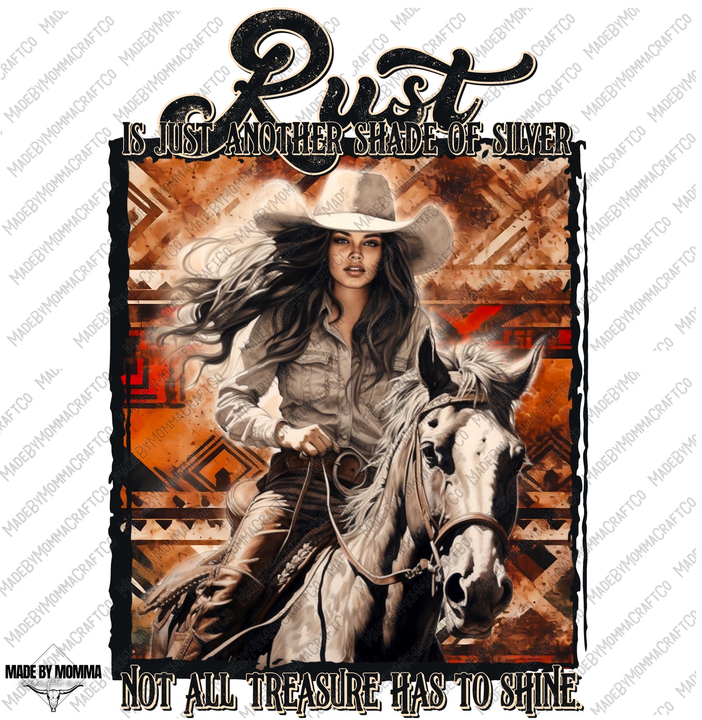 Rust shade of silver Western Cowgirl Series - Cheat Clear Waterslide™ or White Cast Sticker