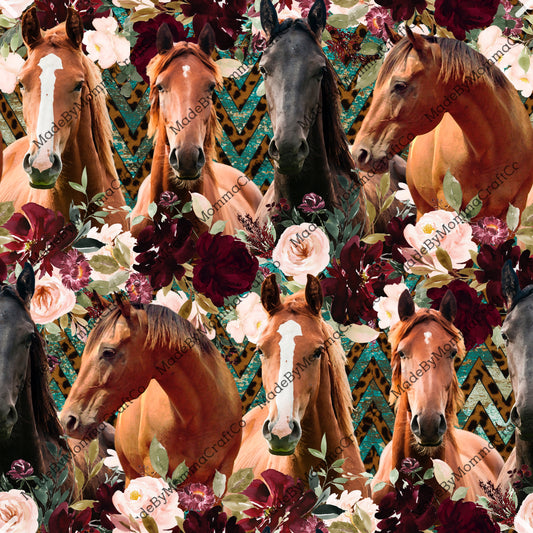 Flower Horse Pattern 1 - Vinyl Or Waterslide Seamless Wrap