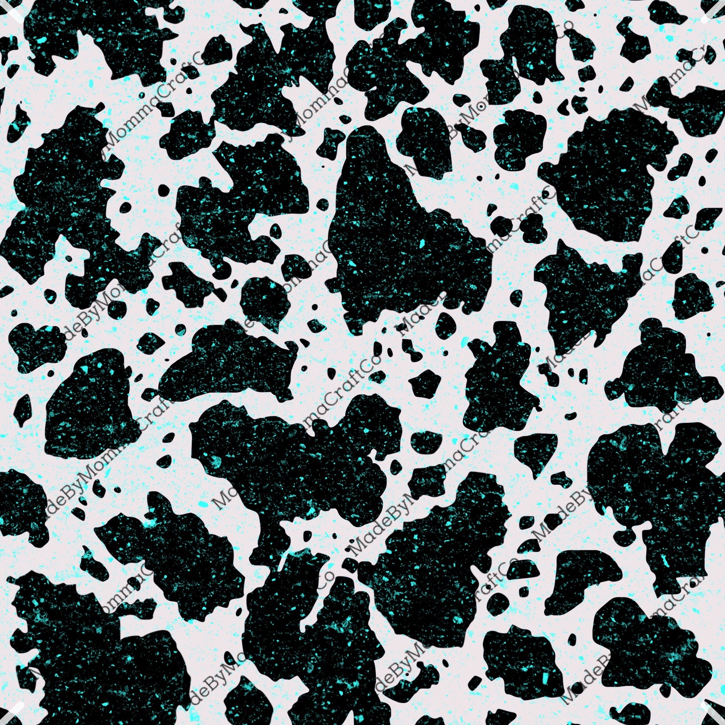 Turquoise Seamless 3 Cowprint - Vinyl Or Waterslide Seamless Wrap