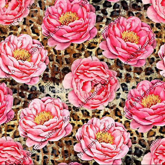 Leopard Flower Peony - Vinyl Or Waterslide Seamless Wrap