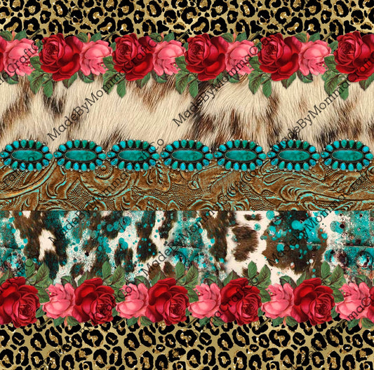 Rose Turquoise Leopard Rustic - Vinyl Or Waterslide Seamless Wrap