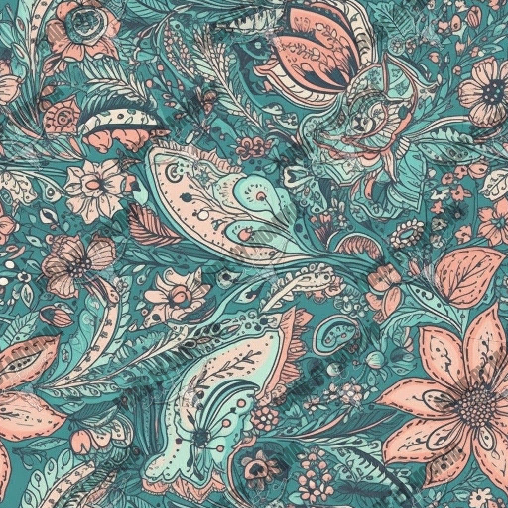 Wildflower Paisley Dreams 4 - Vinyl Or Waterslide Seamless Wrap