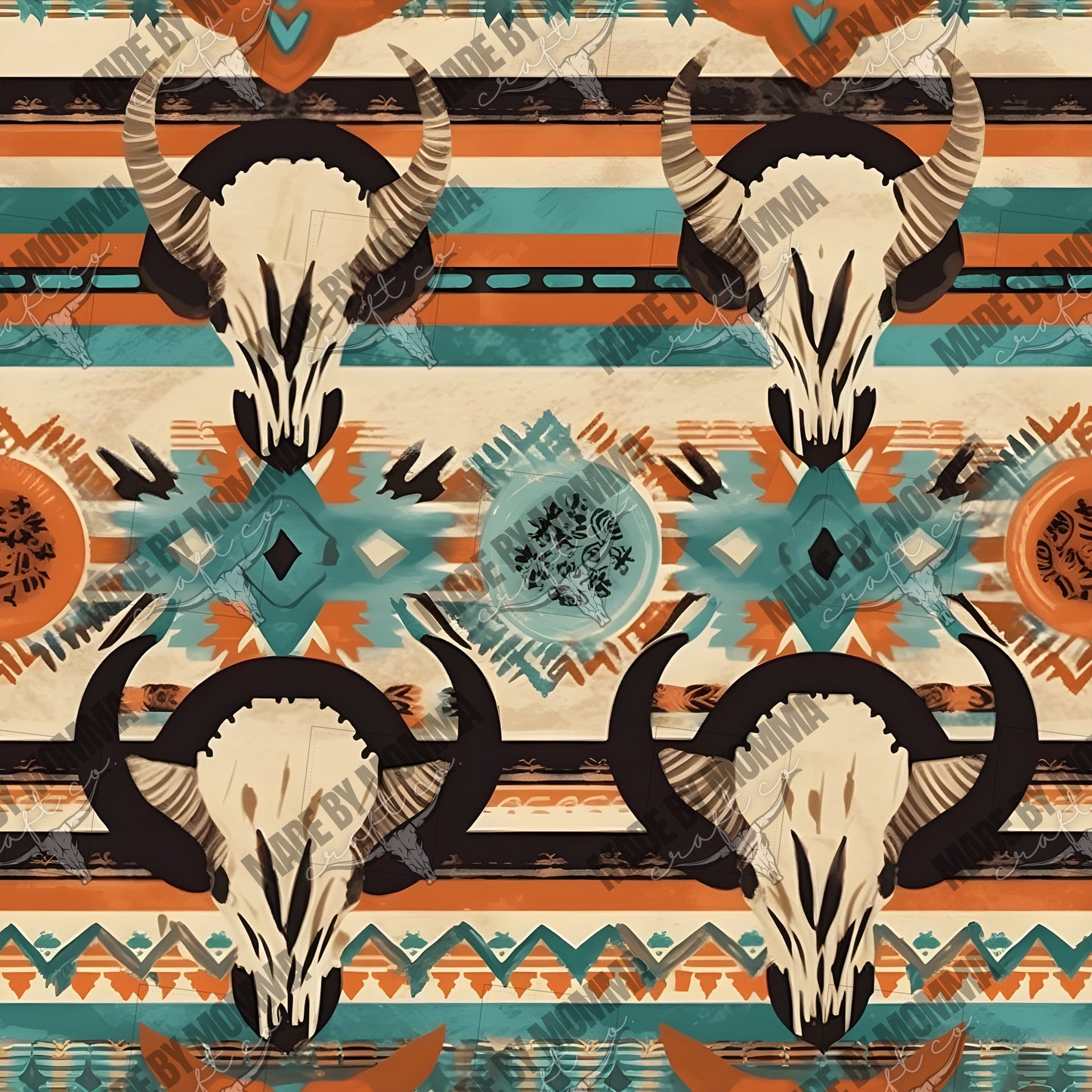 Western Bison Skulls 6 - Vinyl Or Waterslide Seamless Wrap