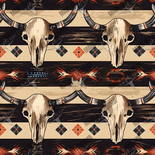 Western Bison Skulls 3 - Vinyl Or Waterslide Seamless Wrap