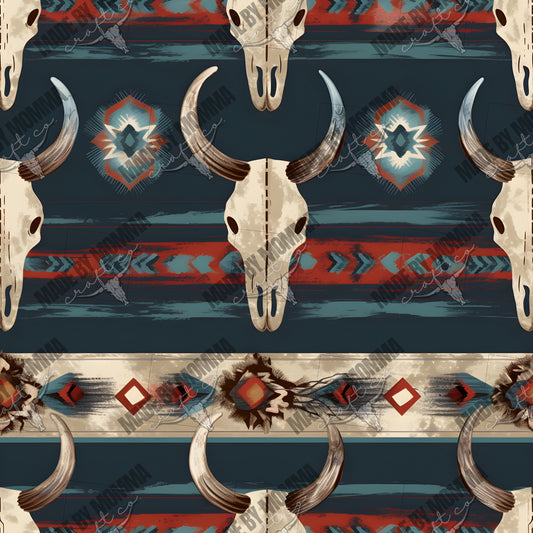 Western Bison Skulls 7 - Vinyl Or Waterslide Seamless Wrap