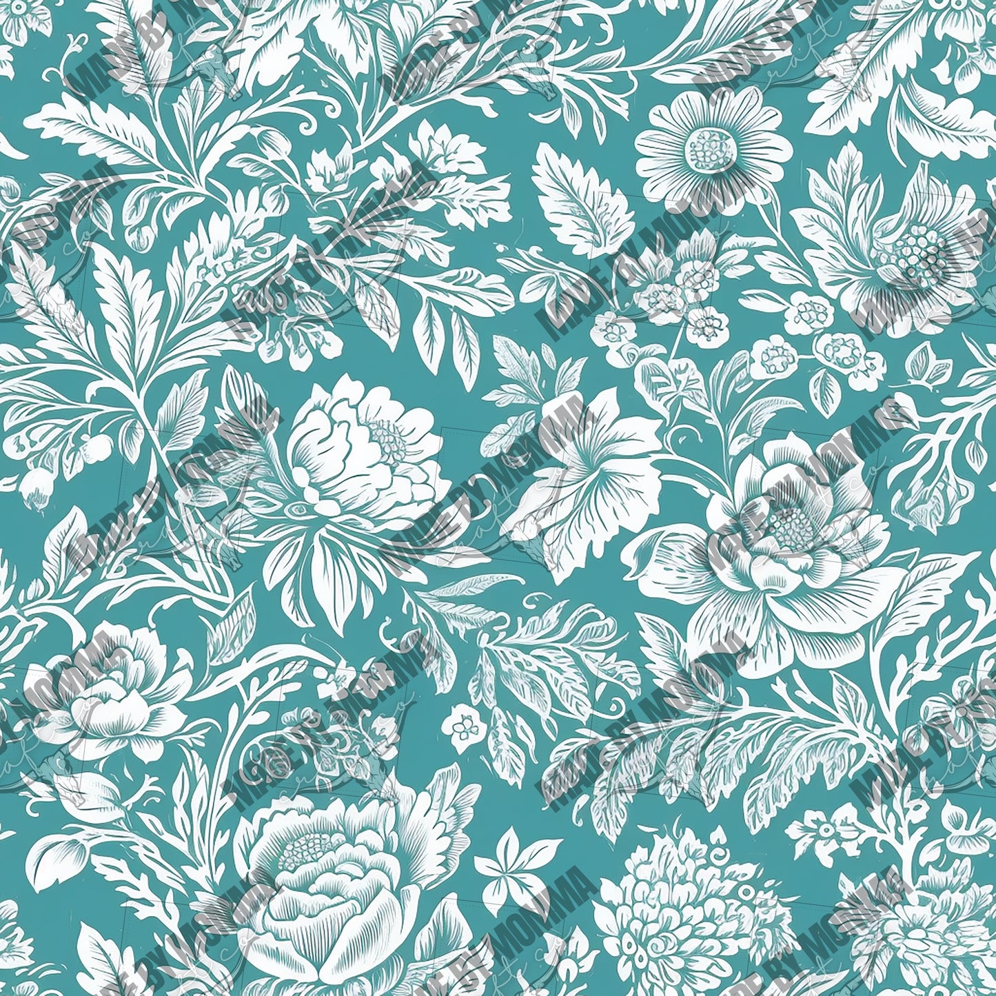 WhiteRoom Floral Seamless Vintage Floral Blue - Vinyl Or Waterslide Seamless Wrap